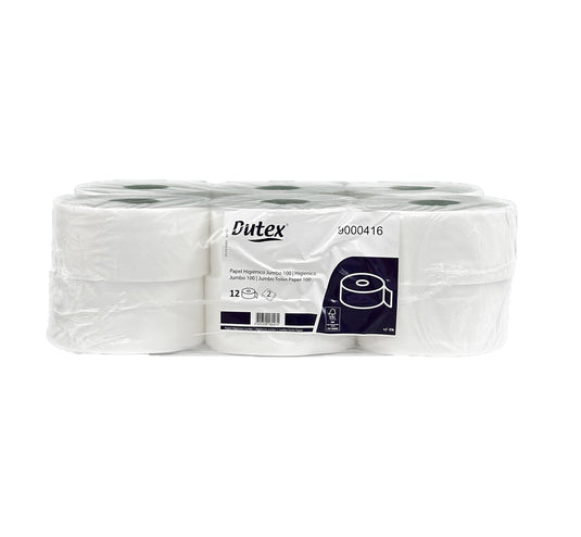 Papel Higiénico Jumbo, Folha Dupla - 100m - 12 Rolos