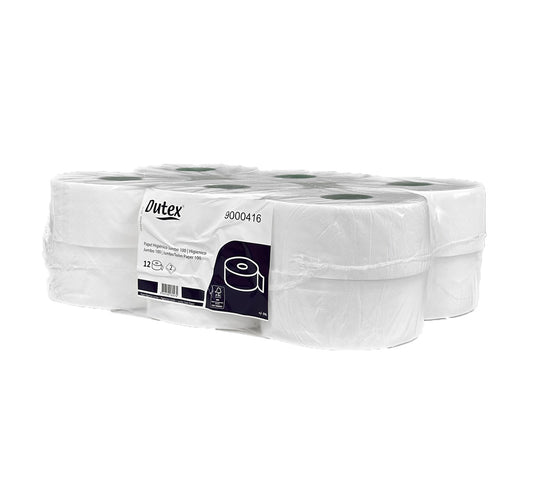 Papel Higiénico Jumbo, Folha Dupla - 100m - 12 Rolos