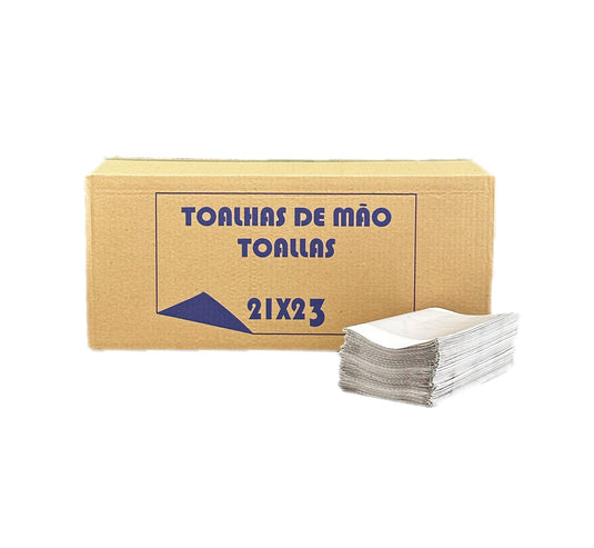 Toalhas de Mão Reciclado, Folha Simples - 21x23 Zig-Zag - 20 Maços - 2800 Serviços