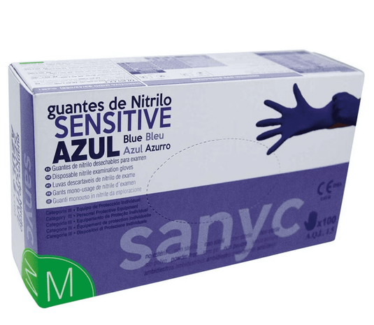 Luvas de Nitrilo Azuis - Sem Pó - Caixa de 100 Unidades