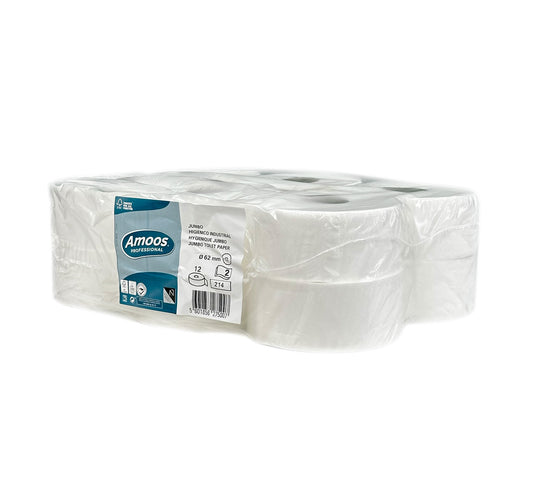 Papel Higiénico MINI Jumbo, Folha Dupla - 75m- 12 Rolos