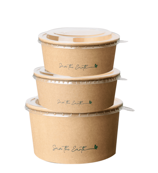 Saladeira Kraft + Tampa - Biodegradável - 25 Unidades