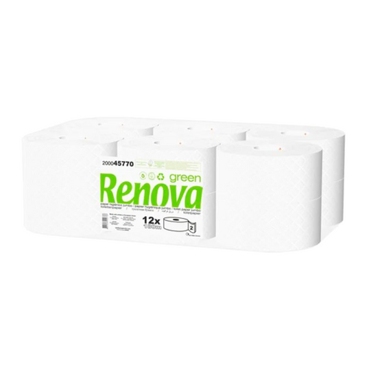 Papel Higiénico Jumbo, Folha Dupla - 180m - 12 Rolos