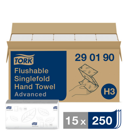 H3 - Tork Toalha de Mão Dobrada em Z  - 15 Maços-  3750 Unidades