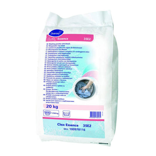 Detergente em pó para lavagem de roupa, isento de fosfatos - Clax Essence - 20 Kg