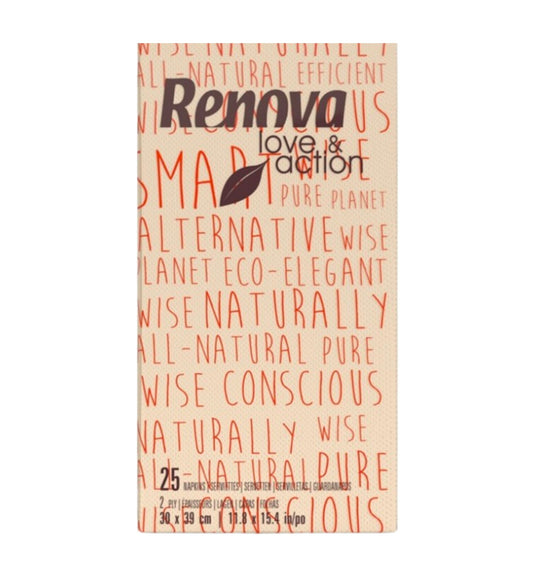 Guardanapo Renova Natural Love & Action 1/6 2F 30x39 cm – 450 Unidades