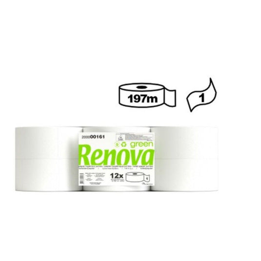 Papel Higiénico Jumbo Renova Green 197m 1 Folha – 12 Rolos