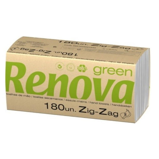 Toalhas de Mão Interfolhadas Zig-Zag 22 x 21,5 cm Renova Green 2F – 3600 Unidades