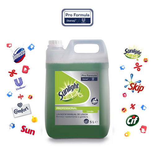 Sunlight Pro Formula Limão Verde - Detergente Manual de Loiça Neutro Concentrado - 5L