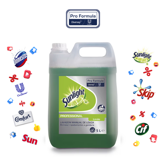 Sunlight Pro Formula Limão Verde - Detergente Manual de Loiça Neutro Concentrado - 5L
