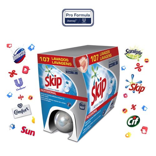 Skip Pro Formula Active Clean - Roupa Branca ou Colorida - 7,5L