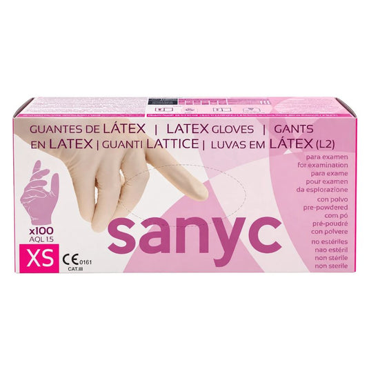 Luvas Latex - com pó tamanho XS- caixa de 100 Unidades
