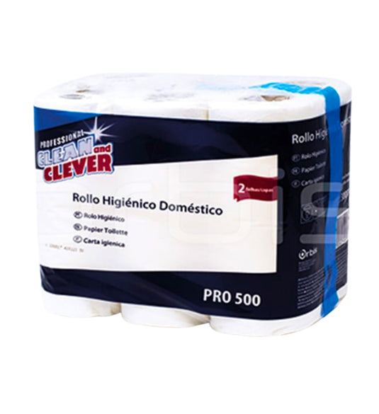 Papel Higiénico Doméstico Clean and Clever, Folha Dupla - 20m - 108 Rolos