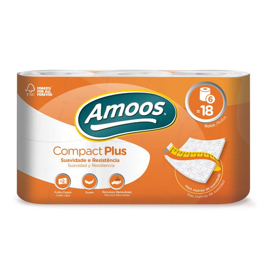 Papel Higiénico Ammos Compact Plus, 2 Folhas - 48m - 42 Rolos