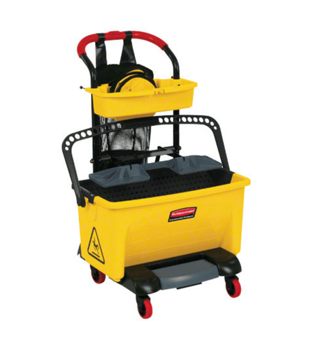 Mini Carrinho Rubbermaid - Balde 40L, Prateleira e Prensa